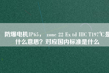 防爆電機IP65， zone 22 Ex td IIIC T197℃是什么意思？對應國內標準是什么